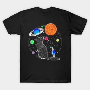 Cat Trippy Space Psychedelic Vintage Classic Graphic Cute T-Shirt